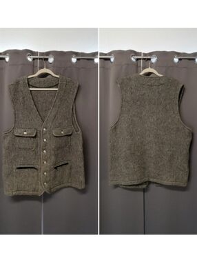 Vintage 70s NVA East German‎ Military Blanket Handmade Wool Vest XL